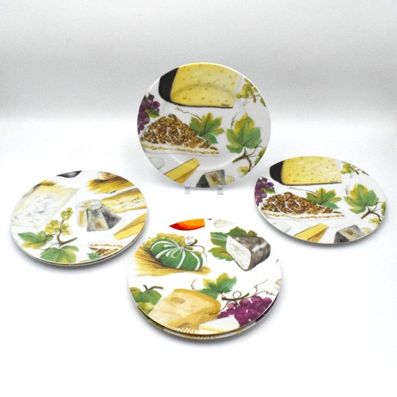 Vintage Godinger 1855 Email de Limoges Appetizer Plates Set of 6 Cheese Grapes - Picture 2 of 9